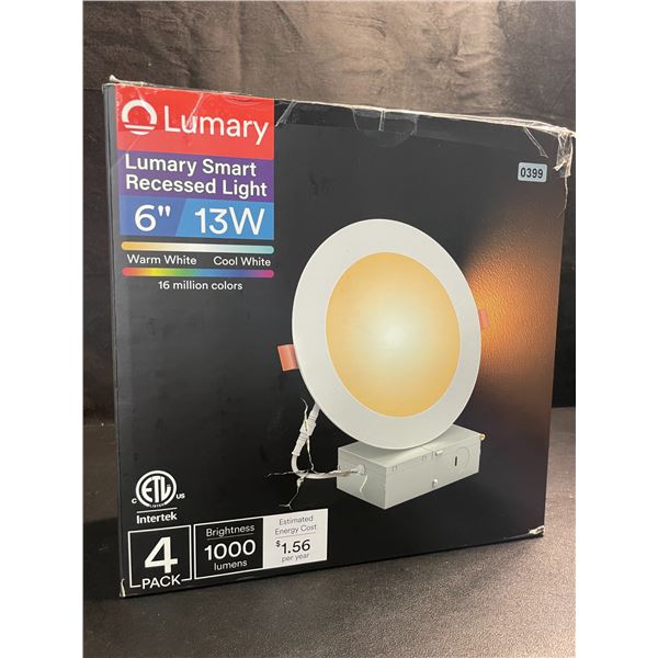 1 Box of Lumary Smart Control LED Recessed Lights - 6-Inch - 13W - 4 Lights Included - New