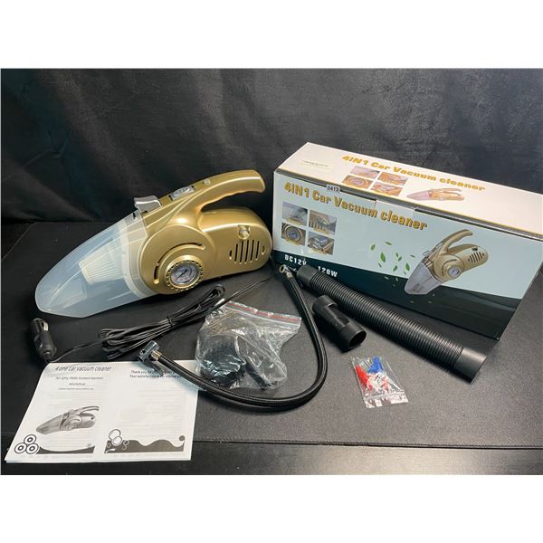 1 Multifunction 4-in-1 Car Vacuum Cleaner (DC 12V) w/ Tire Air Inflator & Flashlight Function - New
