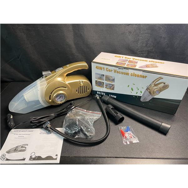 1 Multifunction 4-in-1 Car Vacuum Cleaner (DC 12V) w/ Tire Air Inflator & Flashlight Function - New