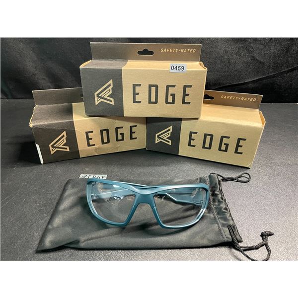 3 Pairs of EDGE Dawson Wrap-Around Safety Glasses - Marine Frame, Clear Vapor Shield Lens - NEW