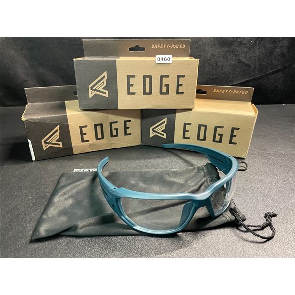 3 Pairs of EDGE Dawson Wrap-Around Safety Glasses - Marine Frame, Clear Vapor Shield Lens - NEW