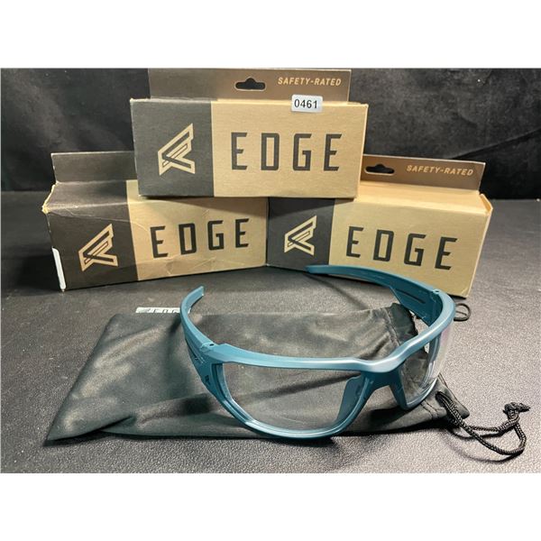 3 Pairs of EDGE Dawson Wrap-Around Safety Glasses - Marine Frame, Clear Vapor Shield Lens - NEW