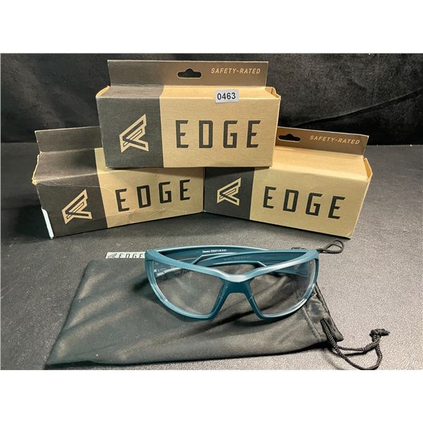 3 Pairs of EDGE Dawson Wrap-Around Safety Glasses - Marine Frame, Clear Vapor Shield Lens - NEW