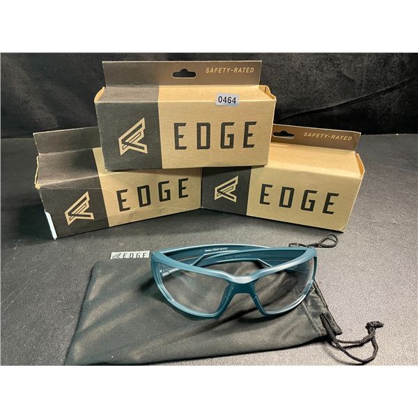 3 Pairs of EDGE Dawson Wrap-Around Safety Glasses - Marine Frame, Clear Vapor Shield Lens - NEW