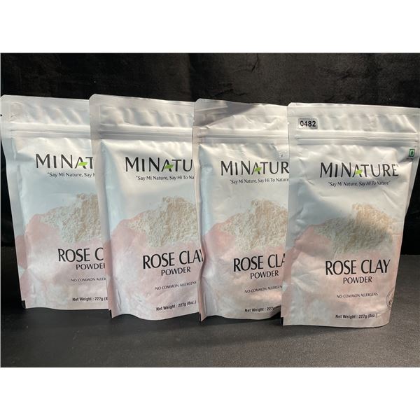 4 Bags of MiNature 100% Natural Rose Clay Powder - 227g - Exfoliates & Brightens Skin - New Sealed