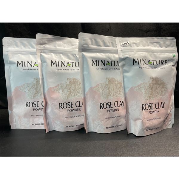 4 Bags of MiNature 100% Natural Rose Clay Powder - 227g - Exfoliates 