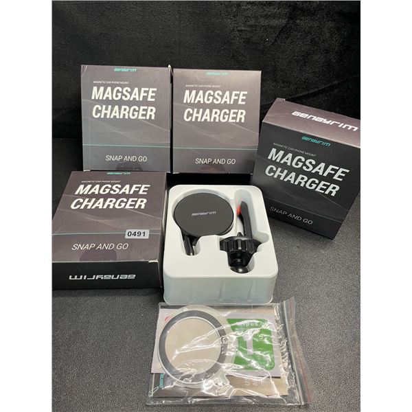 4 Magnetic Car Phone Mount Magsafe Chargers - Snap and Go Design - Brand New