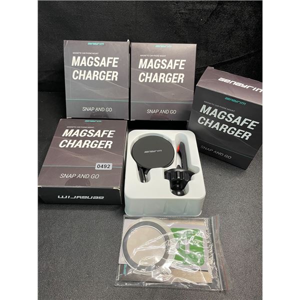 4 Magnetic Car Phone Mount Magsafe Chargers - Snap and Go Design - Brand New