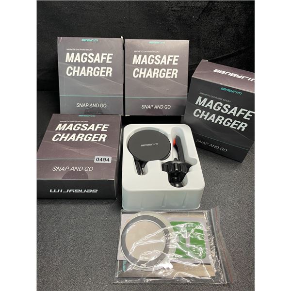 4 Magnetic Car Phone Mount Magsafe Chargers - Snap and Go Design - Brand New