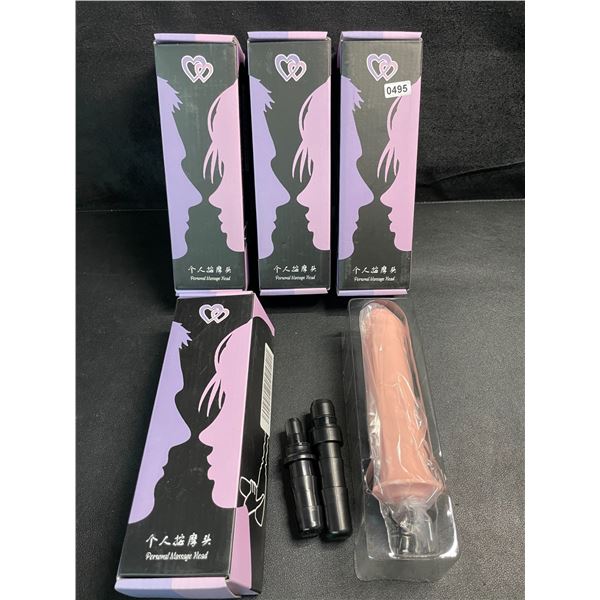 4 Personal Massage Head Attachments for Massage Guns - 6" Silicone Massage Head Attachments - New