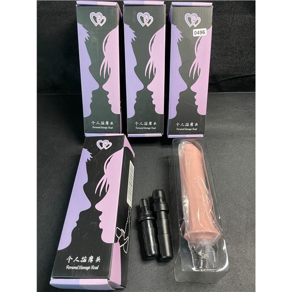 4 Personal Massage Head Attachments for Massage Guns - 6" Silicone Massage Head Attachments - New