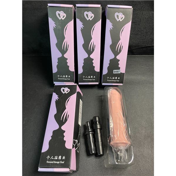 4 Personal Massage Head Attachments for Massage Guns - 6" Silicone Massage Head Attachments - New