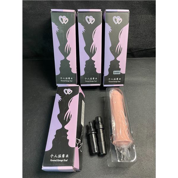 4 Personal Massage Head Attachments for Massage Guns - 6" Silicone Massage Head Attachments - New