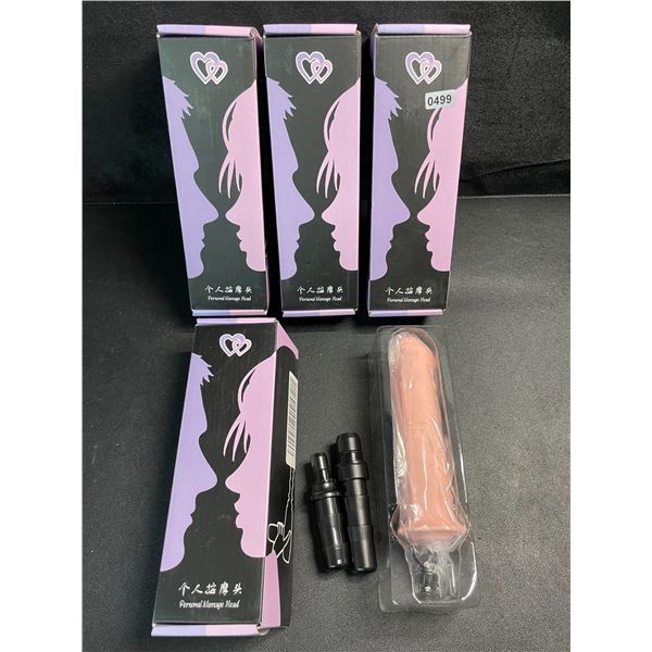 4 Personal Massage Head Attachments for Massage Guns - 6" Silicone Massage Head Attachments - New