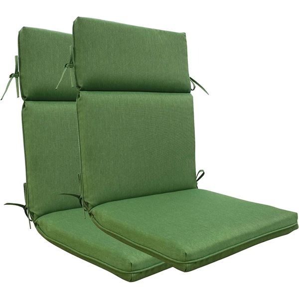 Box of 2 Bossima High-Back Chair Cushions for Outdoor Patio Chairs - Deep Green - New Sealed
