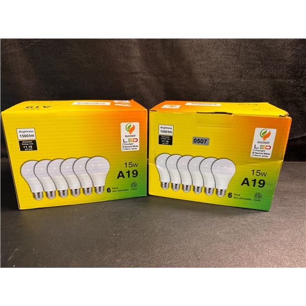 2 6 Packs of 15W A19 LED Bulbs Natural White - New
