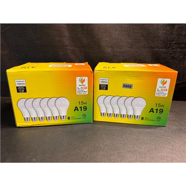 2 6 Packs of 15W A19 LED Bulbs Natural White - New