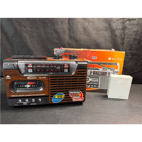 Yuegan Modern Vintage Casette Player with Radio/USB and SD Card Player - New