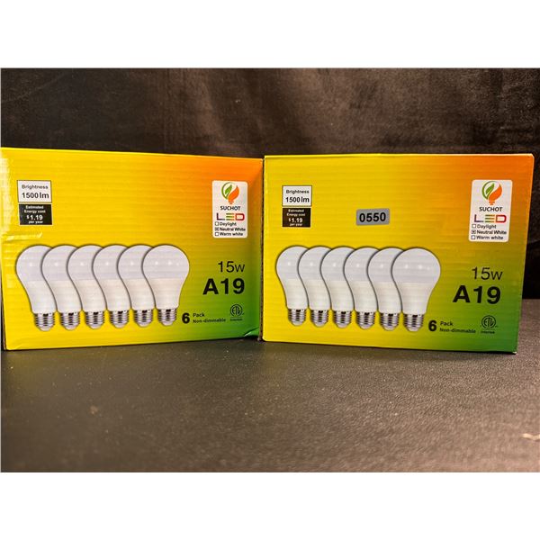 2 6 Packs of 15W A19 LED Bulbs Natural White - New