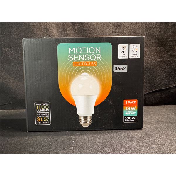 3 Pack of 1100 Lumen 13W Motion Sensor LED Bulbs - New