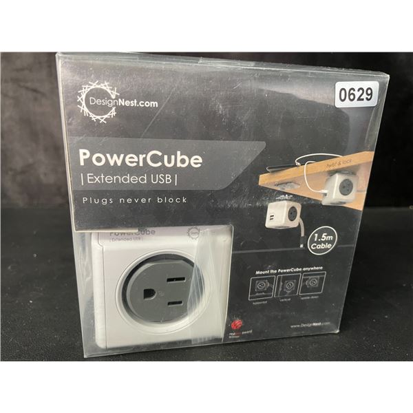 1 DesignNest PowerCube - Extended USB - Plugs Never Block! - 1.5m Cable - Brand New
