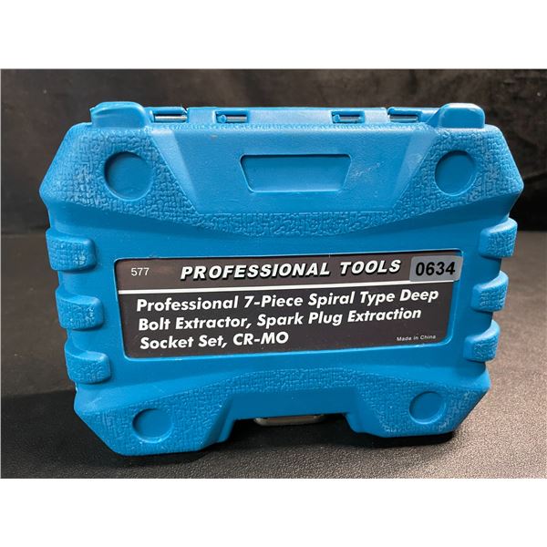 1 Professional 7-Piece Spiral Type Deep Bolt Extractor; Spark Plug Extraction Socket Tool Set