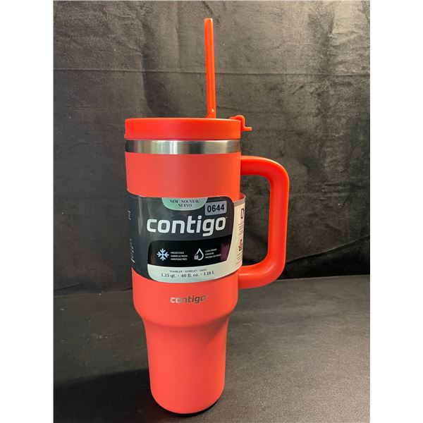 1 Contigo Insulated Leak-Proof Tumbler Mug - 1.18L - Coral Colour with Straw - New