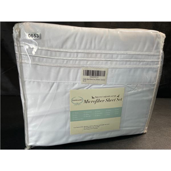 1 Easeland Microfiber Bed Sheet Set - White - Queen Size - Brand New