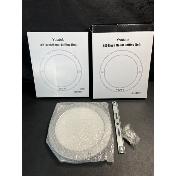 2 LED Flush Mount Ceiling Lights - 8.7" - Cool White - 4000K - Stylish & Slim Design - New