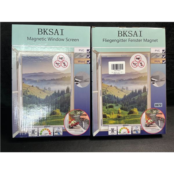 2 Magentic Window Screen Replacement Kits - Easy Install - 51" x 59" Size - Brand New