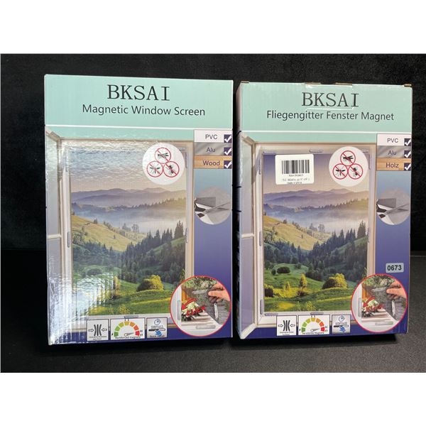 2 Magentic Window Screen Replacement Kits - Easy Install - 51" x 59" Size - Brand New
