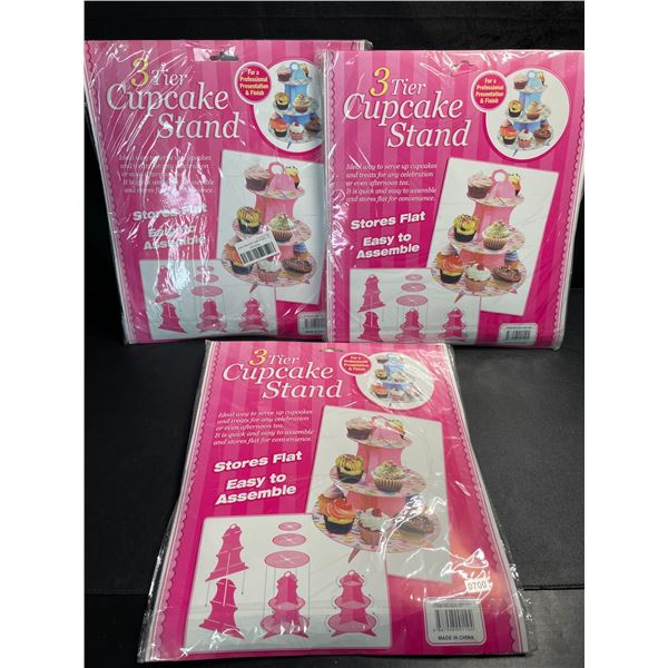 3 Sets of 3-Tier Cupcake Stands - Easy to Assemble - Stores Flat - Brand New