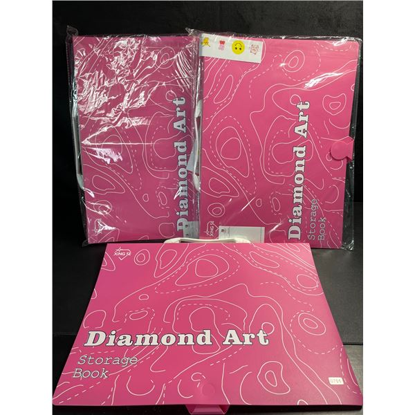 3 Diamond Art Storage Books/Portfolios - Large Size (17.5 x 12.7") - 30 Pages/Clear Sleeves Each
