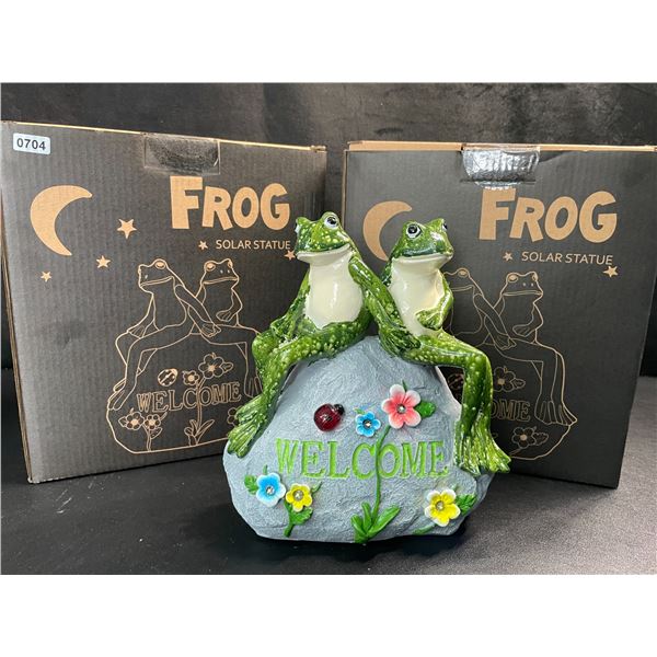 2 Frog Solar Statues for Gardens/Lawn Decor - Waterproof & UV Resistant - New