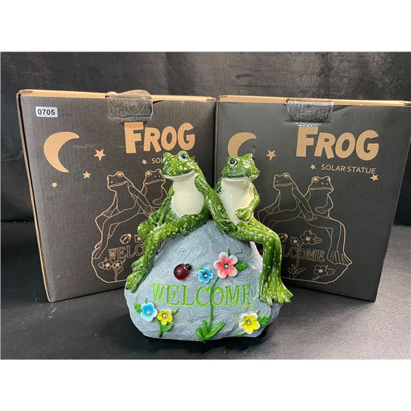 2 Frog Solar Statues for Gardens/Lawn Decor - Waterproof & UV Resistant - New