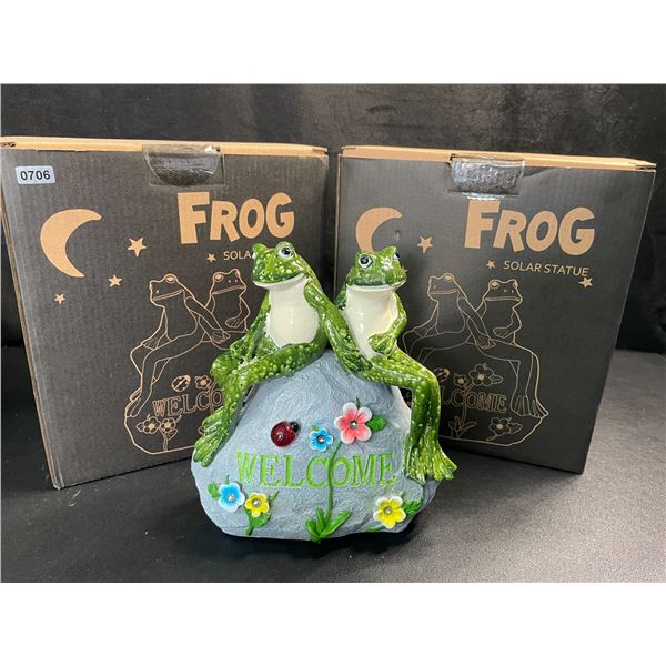 2 Frog Solar Statues for Gardens/Lawn Decor - Waterproof & UV Resistant - New
