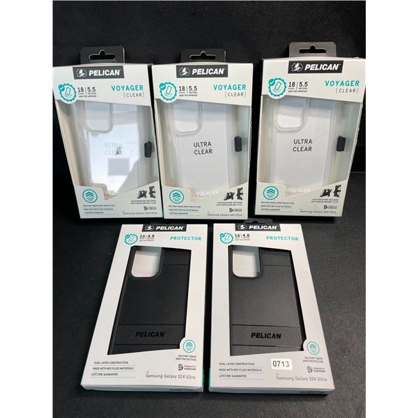 5 Assorted Heavy-Duty Pelican Brand Phone Cases for Samsung Galaxy S24 Ultra - New