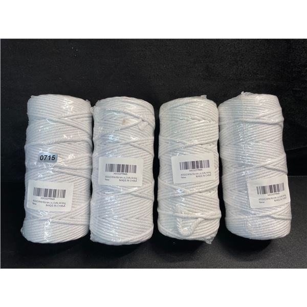 4 Rolls of White Macrame Cord/Rope - Great for Crafts, Plant Hangers, Knitting - 109 yards Each