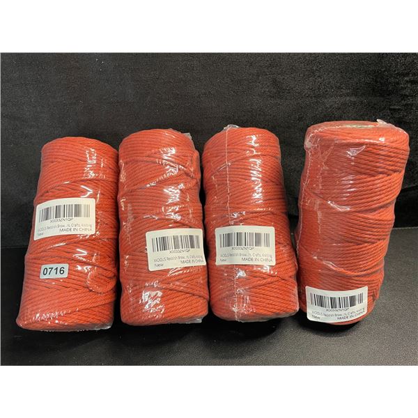 4 Rolls of Red/Brown Macrame Cord/Rope - Great for Crafts, Plant Hangers, Knitting - 109 yards Each