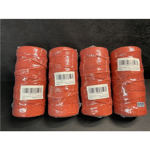 4 Rolls of Red/Brown Macrame Cord/Rope - Great for Crafts, Plant Hangers, Knitting - 109 yards Each