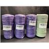 Image 1 : 4 Assorted Rolls of Macrame Cord/Rope - Great for Crafts, Plant Hangers, Knitting (3 purple/1 green)