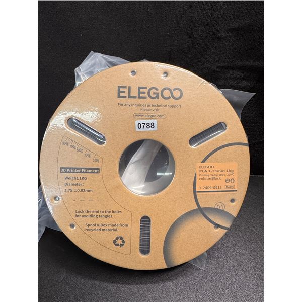 Elegoo 3D Printer Filament PLA 1.75MM 1KG Black - New