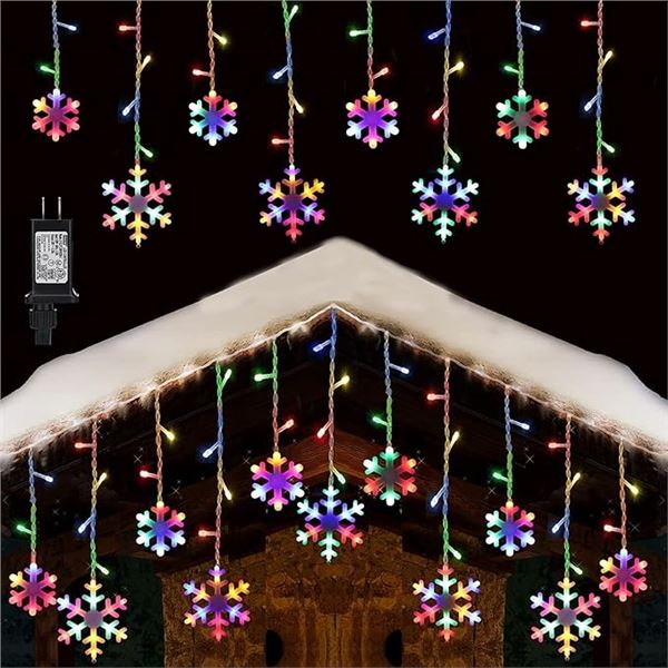 1 Box of LED Christmas Snowflake Icicle Lights for Outdoors - 17FT - Christmas String Lights - New
