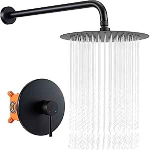 1 Matte Black Shower System w/ 10" Round Rainfall Showerhead - Brand New in Box