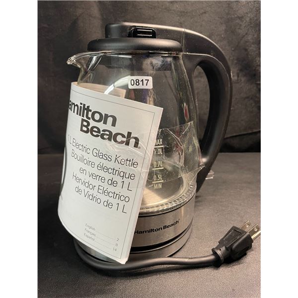 1 Hamilton Beach 1L Electric Glass Kettle - New (No Box)
