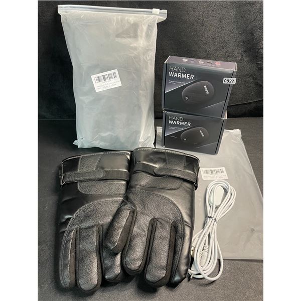2 Pairs of Heated Winter Gloves (USB-Powered) with 2 Wulcea USB-Powerbanks - Brand New!