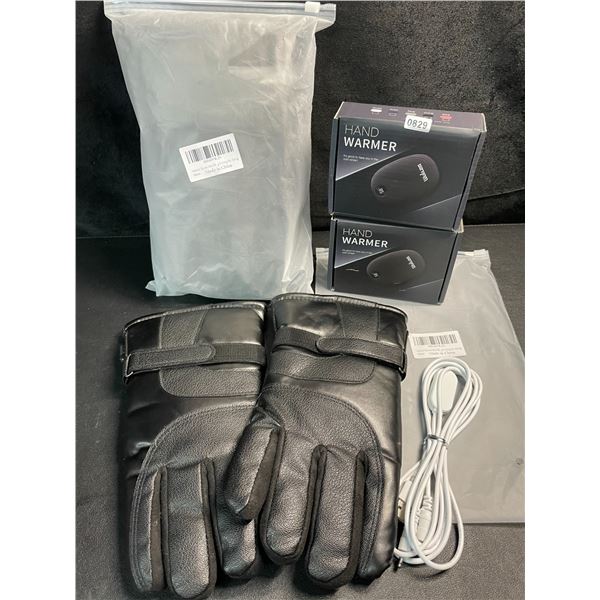 2 Pairs of Heated Winter Gloves (USB-Powered) with 2 Wulcea USB-Powerbanks - Brand New!