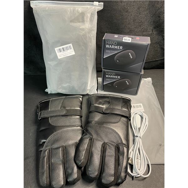 2 Pairs of Heated Winter Gloves (USB-Powered) with 2 Wulcea USB-Powerbanks - Brand New!