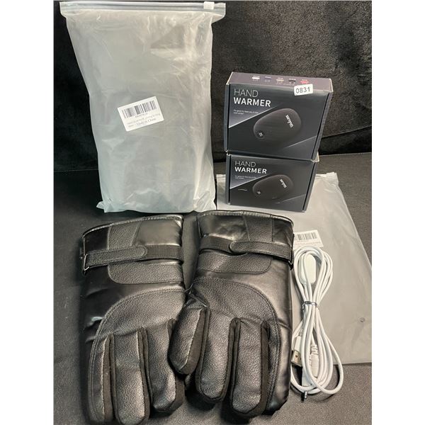 2 Pairs of Heated Winter Gloves (USB-Powered) with 2 Wulcea USB-Powerbanks - Brand New!
