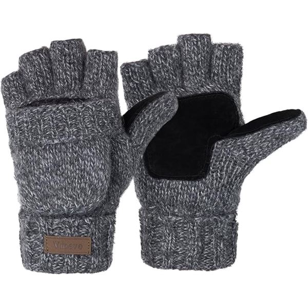 4 Pairs of ViGrace Winter Knitted Convertible Fingerless Gloves/Mittens for Winter - Brand New